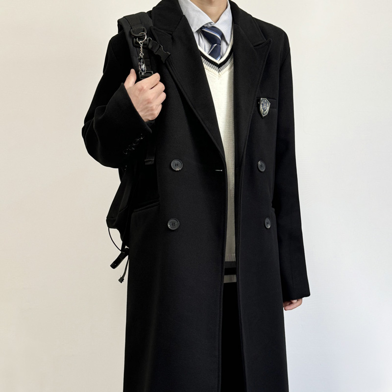 韩版潮流宽松过膝男士风衣木村叔