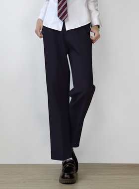 木村叔jk制服深紫色西裤女生春秋季女学生原创刺绣百搭直筒长裤子