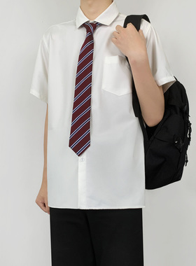 木村叔dk制服日系白色短袖衬衫男秋季学院风学生衬衣免烫抗皱上衣