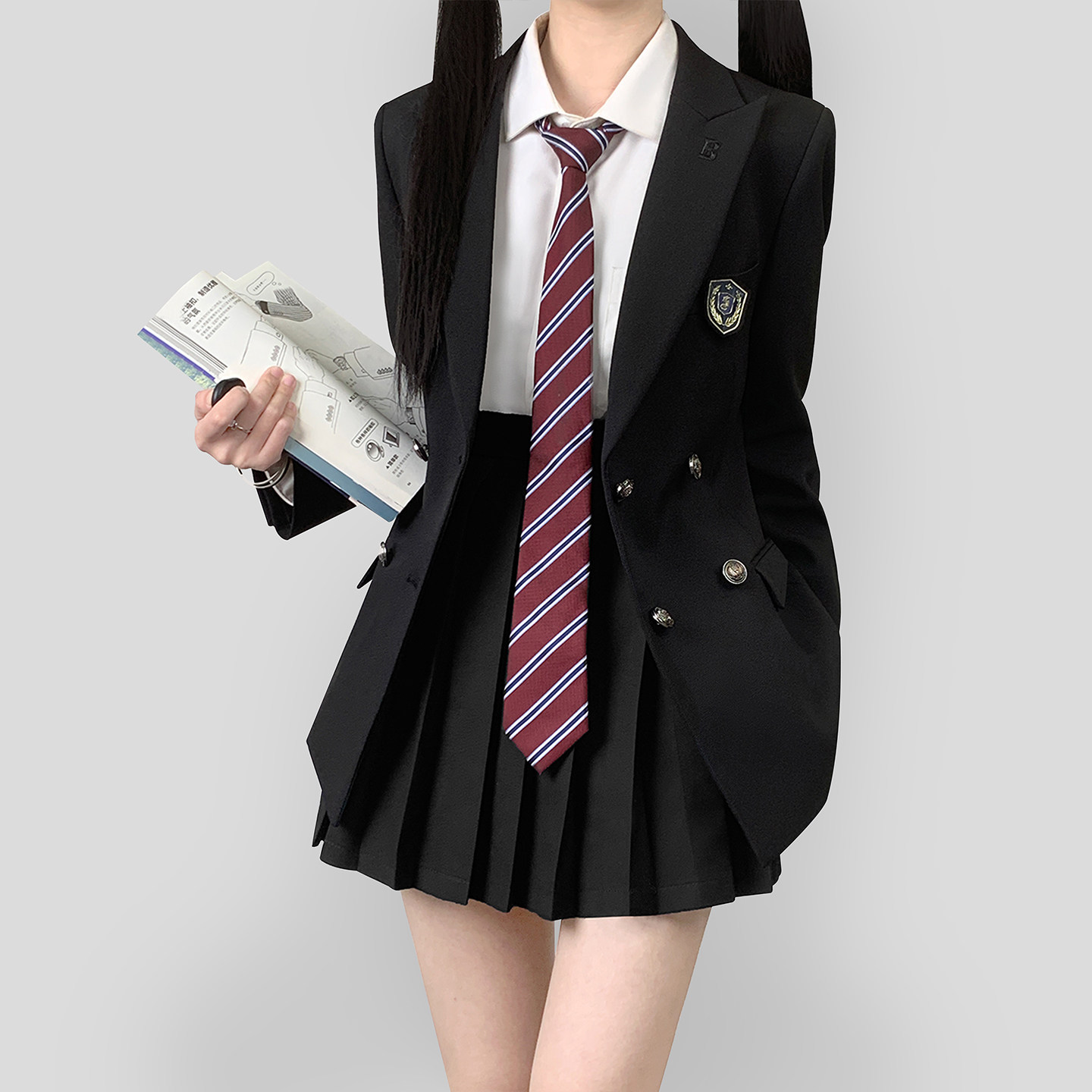 木村叔jk日系原创制服外套女生春秋季学院风女学生六粒扣西服套装图片