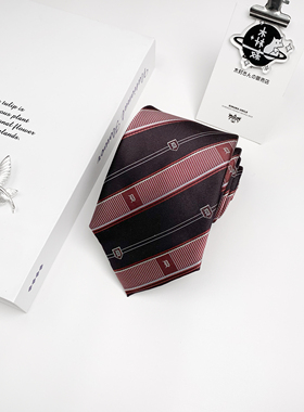 木村叔dk日系蜜褐色领带男生学院风原创刺绣拼接衬衫西服手打领带