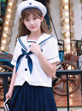 木村叔原创刺绣枝慧高校女生jk水手服秋季短袖学生情侣款春季长袖