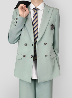 木村叔dk日系原创刺绣浅薄荷绿西服男春秋季学院风校供感西服套装