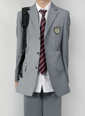 木村叔dk日系原创设计灰色西服外套男学院风学生正装西服套装