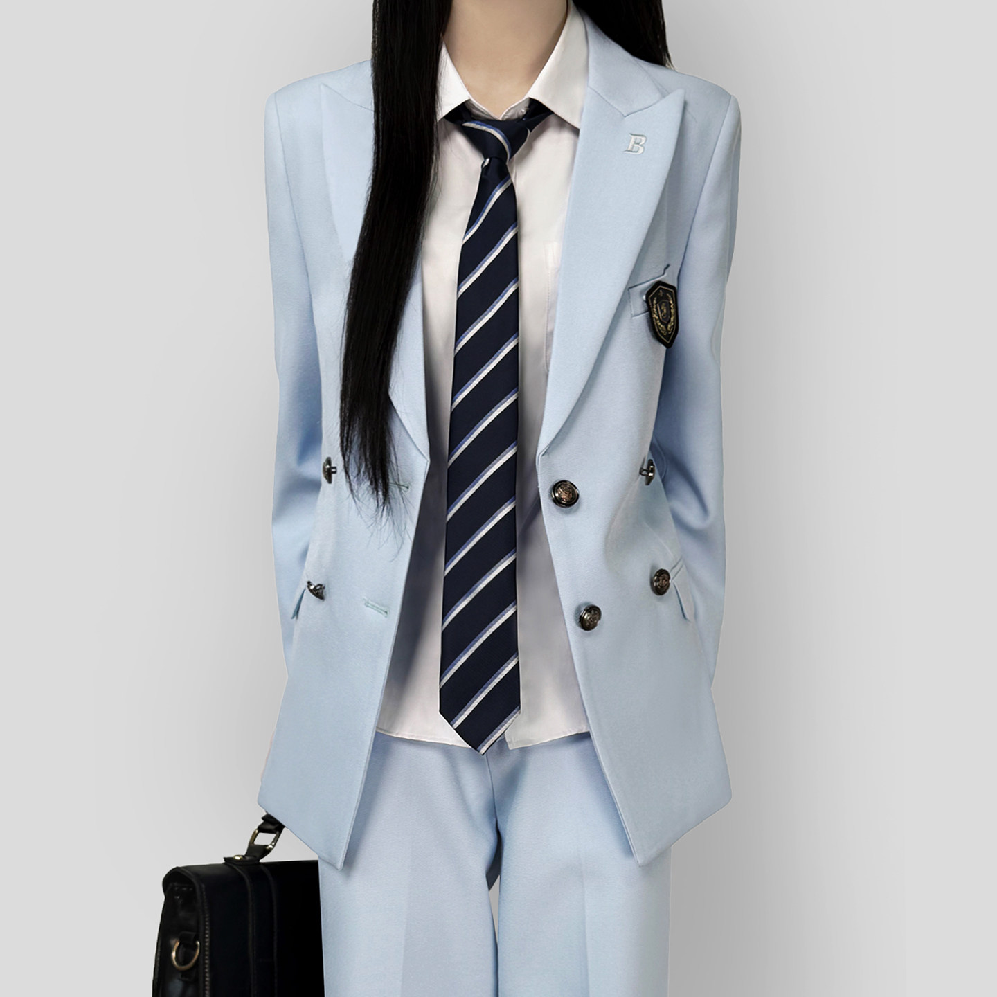 木村叔jk日系原创浅蓝色西服女生制服春秋季校供感大学生西装外套