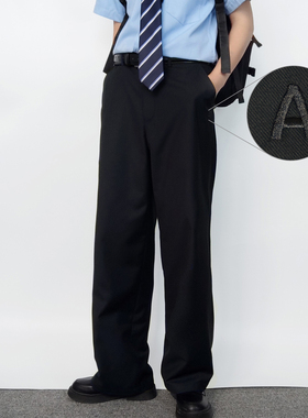 木村叔dk日系原创刺绣制服裤西裤男宽松坠感直筒春秋季正统长裤子