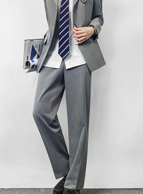 木村叔dk日系灰色西裤女生学院风秋季少年感正装直筒西装裤制服裤