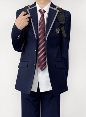 木村叔dk日系制服绀色西服外套男春秋季原创灰色包边领校供西装