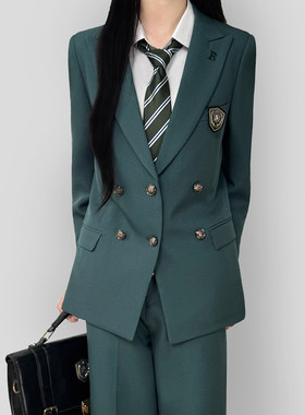 学院风双排扣刺绣西服制服