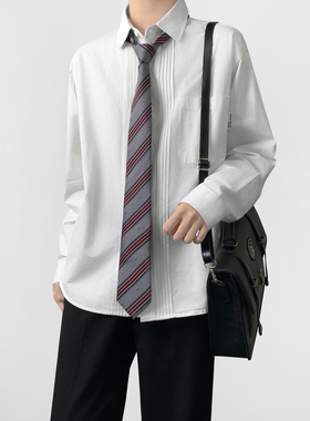 木村叔dk日系制服白色长袖衬衫男生春秋季青少年学生百搭领带衬衫