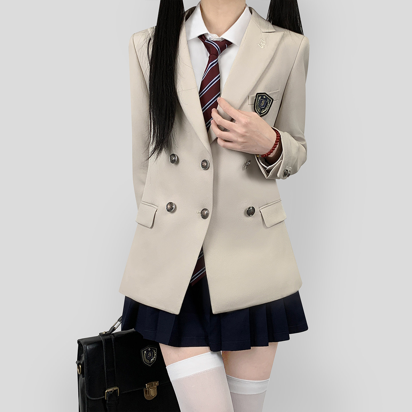 木村叔日系原创jk制服外套女生春秋季学院风女学生双排扣西服套装