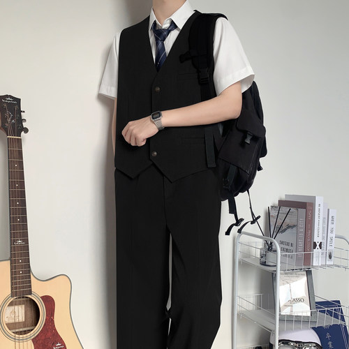 木村叔dk制服黑色短款西装马甲男