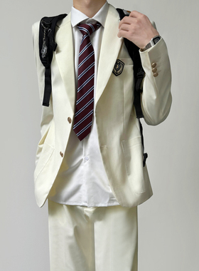 木村叔dk日系奶白色西装制服男生原创小众新款创驳领西服西裤套装