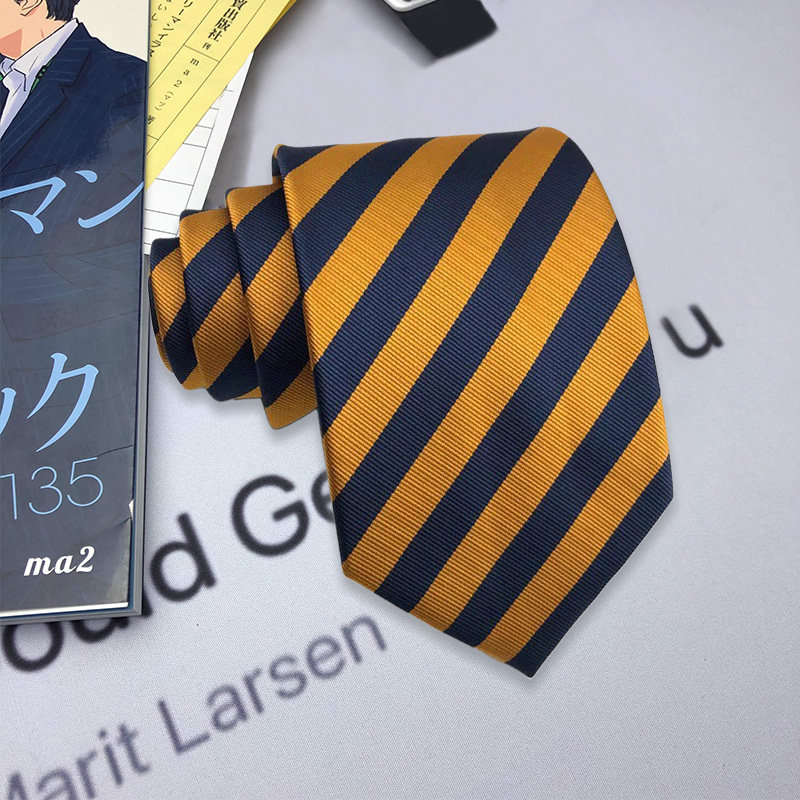 木村叔dk日系赤金手打条纹金黄色领带男生西服衬衫青少年学生领带图片