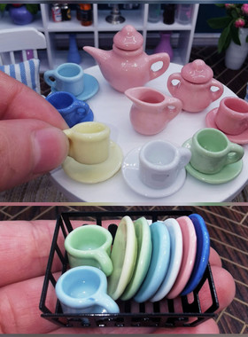 112娃娃屋微缩厨房仿真陶瓷套装