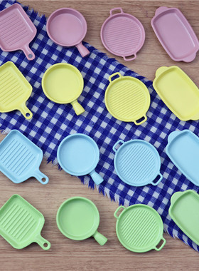 ins糖果色仿真合金牛排盘娃娃屋