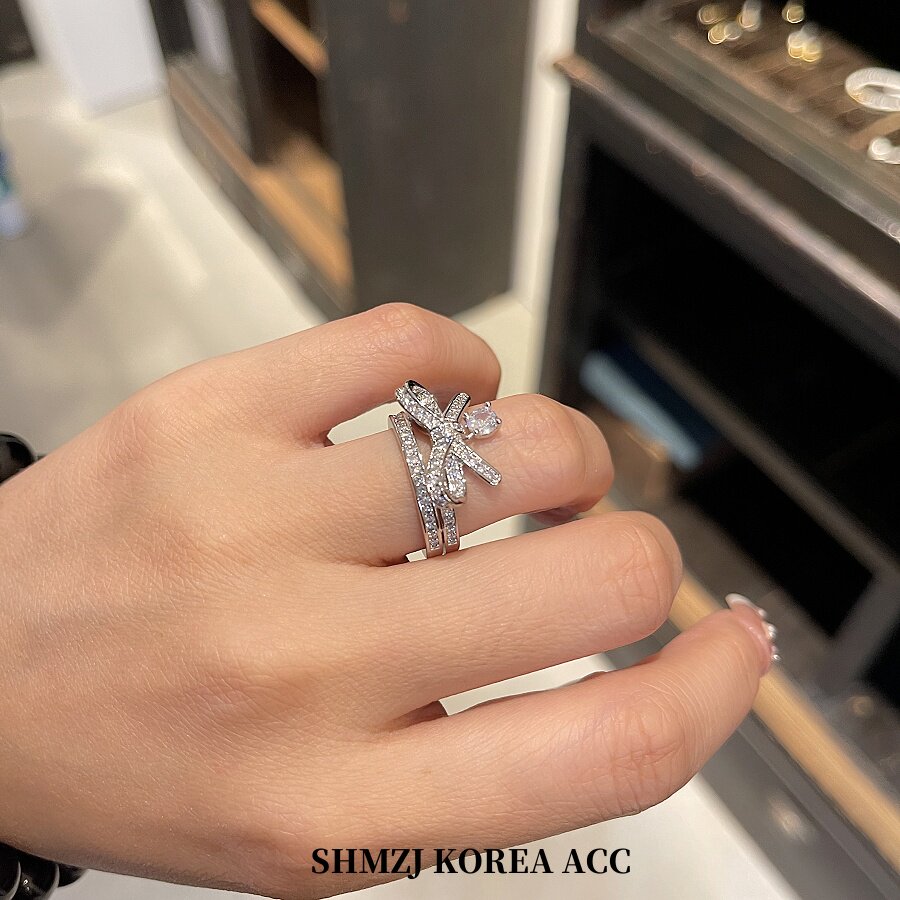 小众设计感蝴蝶结戒指开口戒时尚