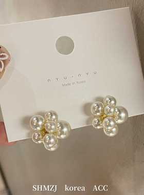 韩国代购yunyu耳钉女高级感名媛轻奢气质耳环2024新款潮秋冬耳饰