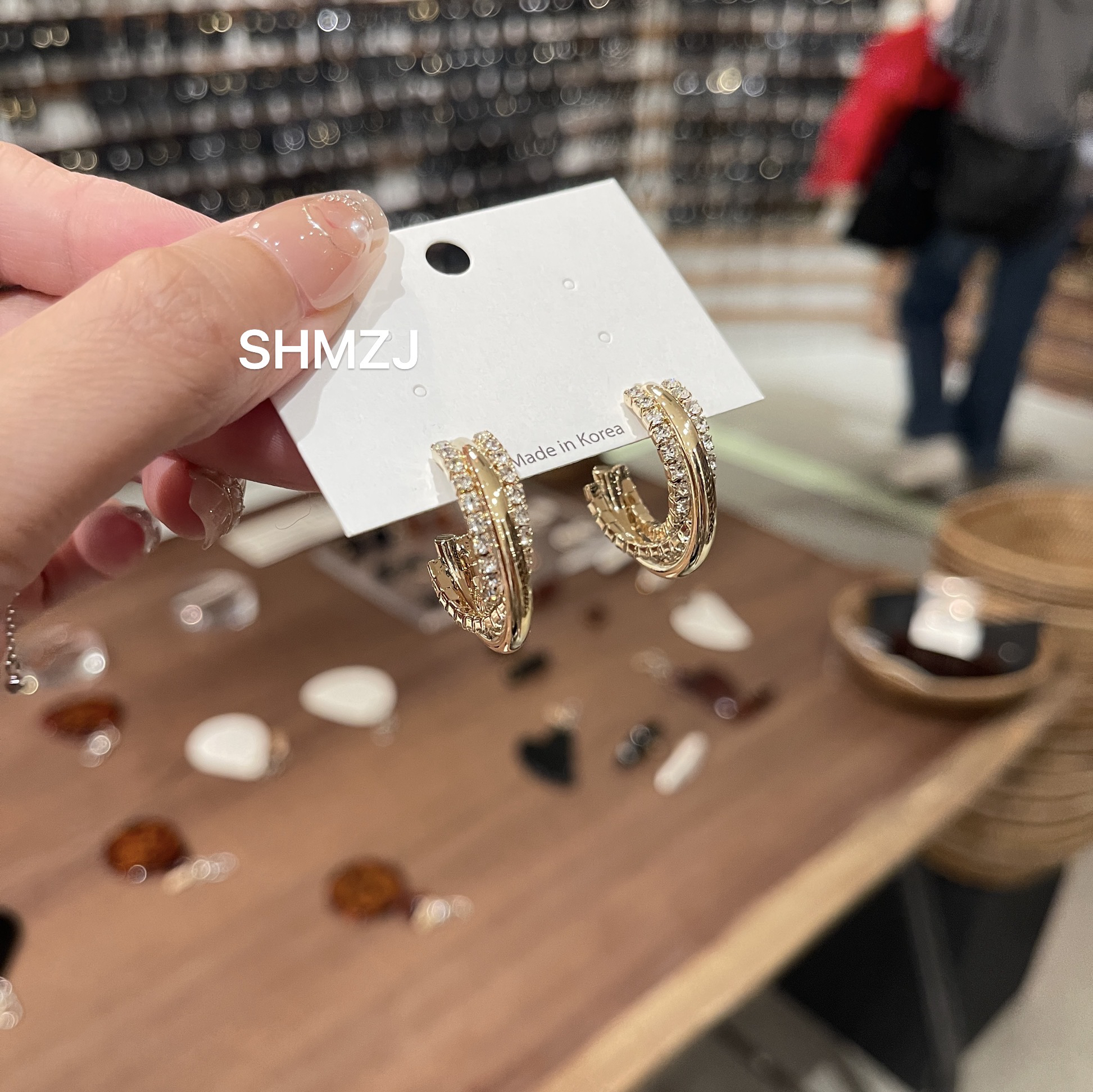 几何耳环小众满钻圆形冷淡风