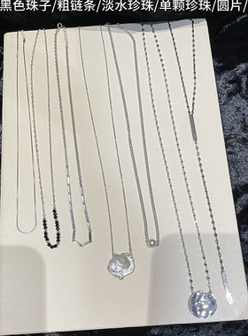 韩国简约ins风纯银项链锁骨链女