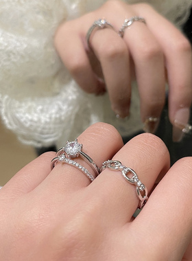 立方体链环戒指女轻奢气质个性