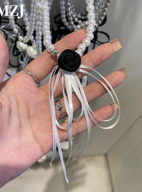 fever同款法式飘带蝴蝶结花珍珠