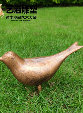 不锈钢电镀古铜色小鸟庭院摆件