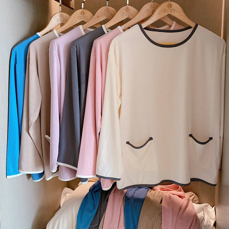 32021网红春秋夏薄款冰丝坑条空调睡衣女长袖长裤宽松两件套居家服