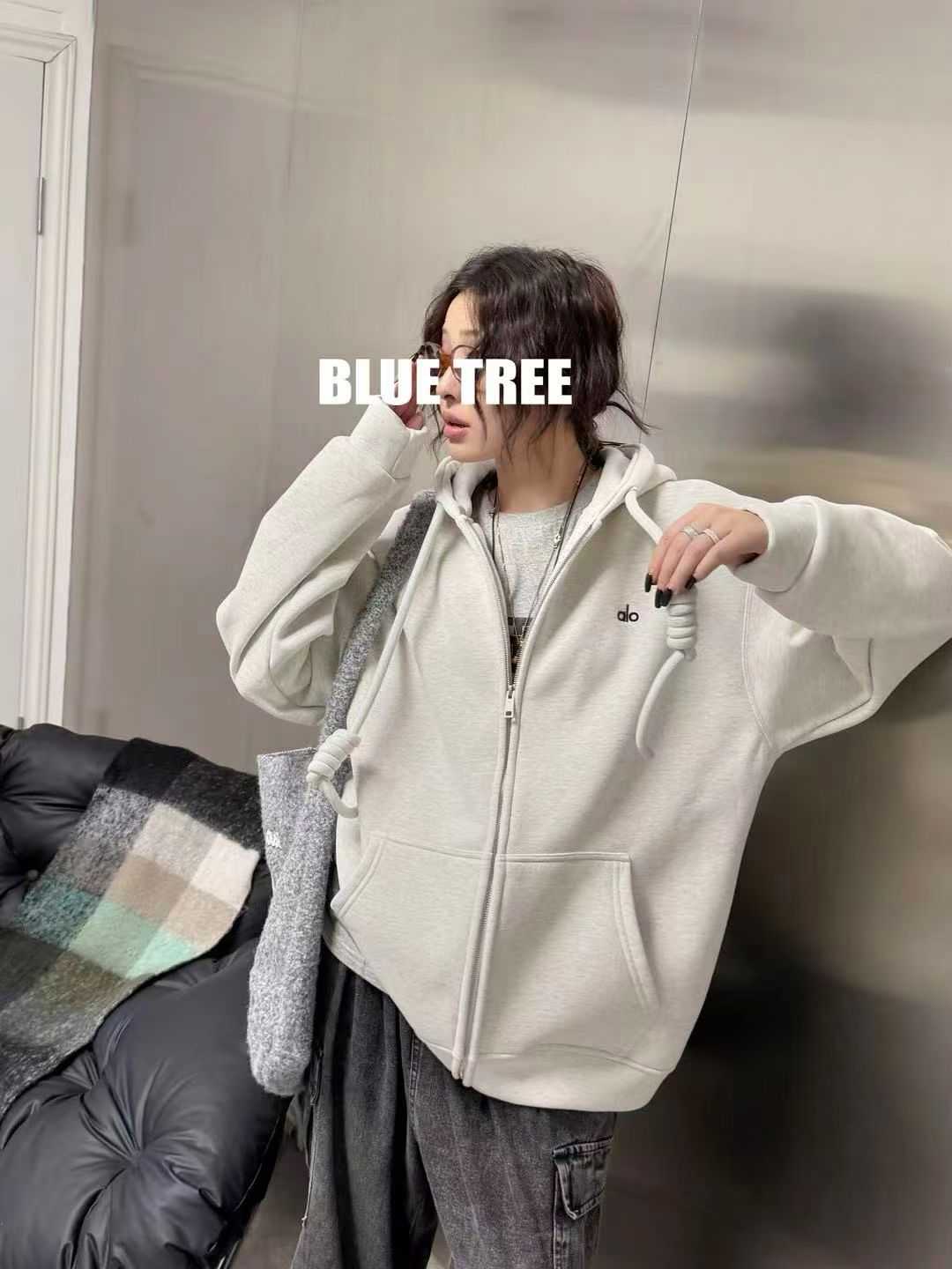 bluetree连帽卫衣女加绒加厚2025秋冬中长款休闲连帽拉链开衫外套