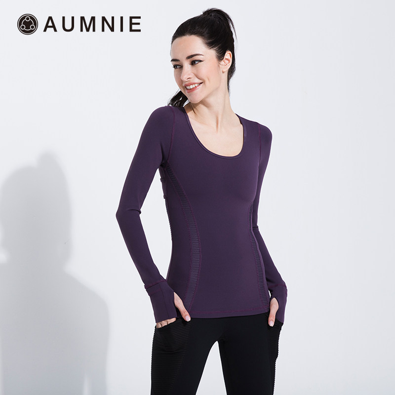AUMNIE澳弥尼丨女新秋冬运动健身跑步瑜伽服上衣胸垫漩涡长袖T恤