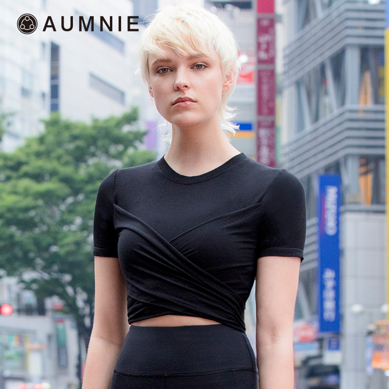 AUMNIE澳弥尼丨女士春夏新款运动上衣健身瑜伽服CT环绕T恤 无胸垫