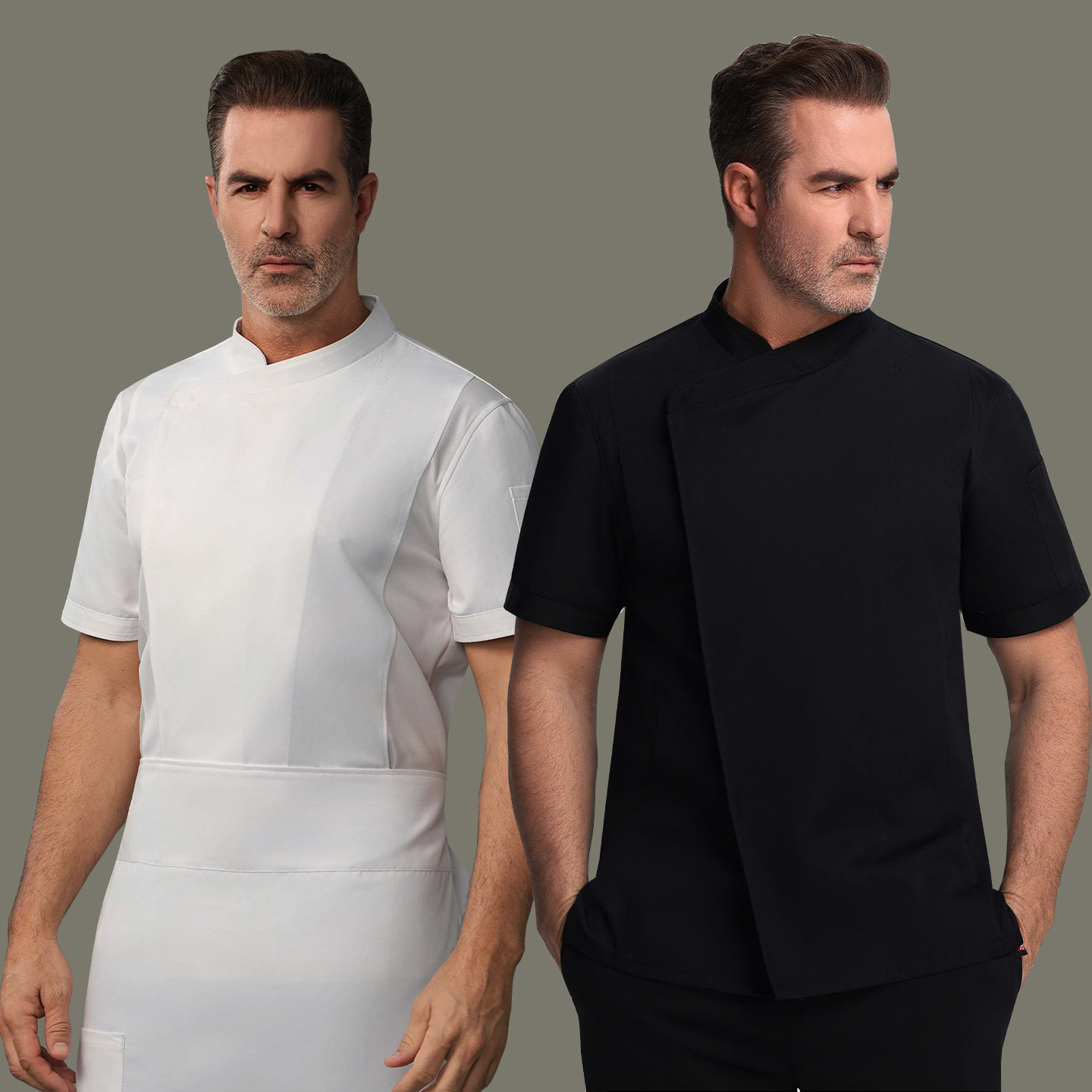 夏季男士厨师工作服短袖工装制服图片