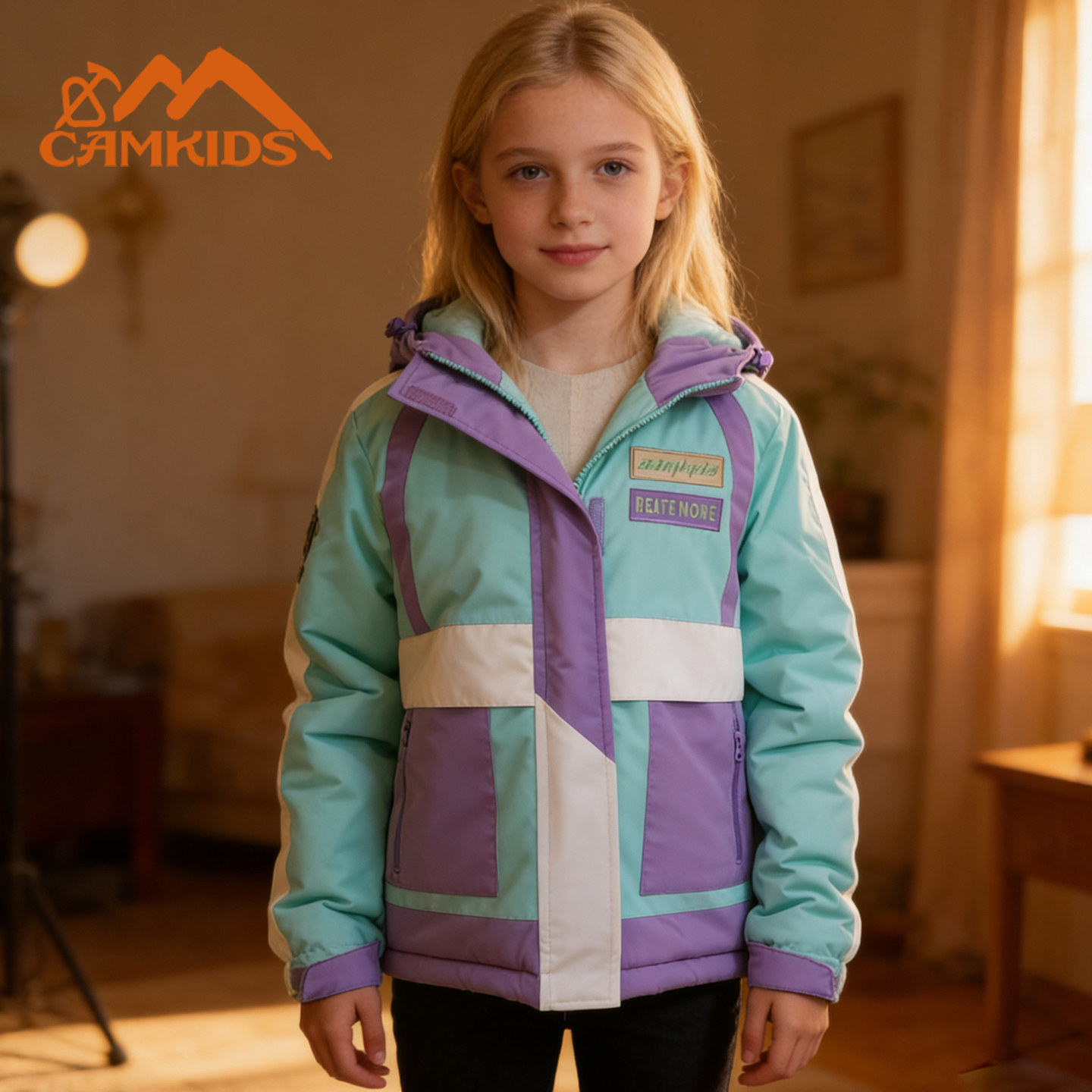 camkids小骆驼儿童棉服防风防泼水加厚冬季女孩大童保暖童装外套