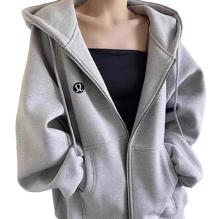 【特价秒杀】LUULUSDWDD连帽开衫卫衣女款春秋季加绒加厚拉链外套
