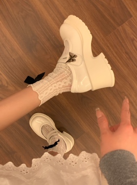 白色厚底增高粗跟法式小皮鞋女2026新款春季复古高跟玛丽珍单鞋
