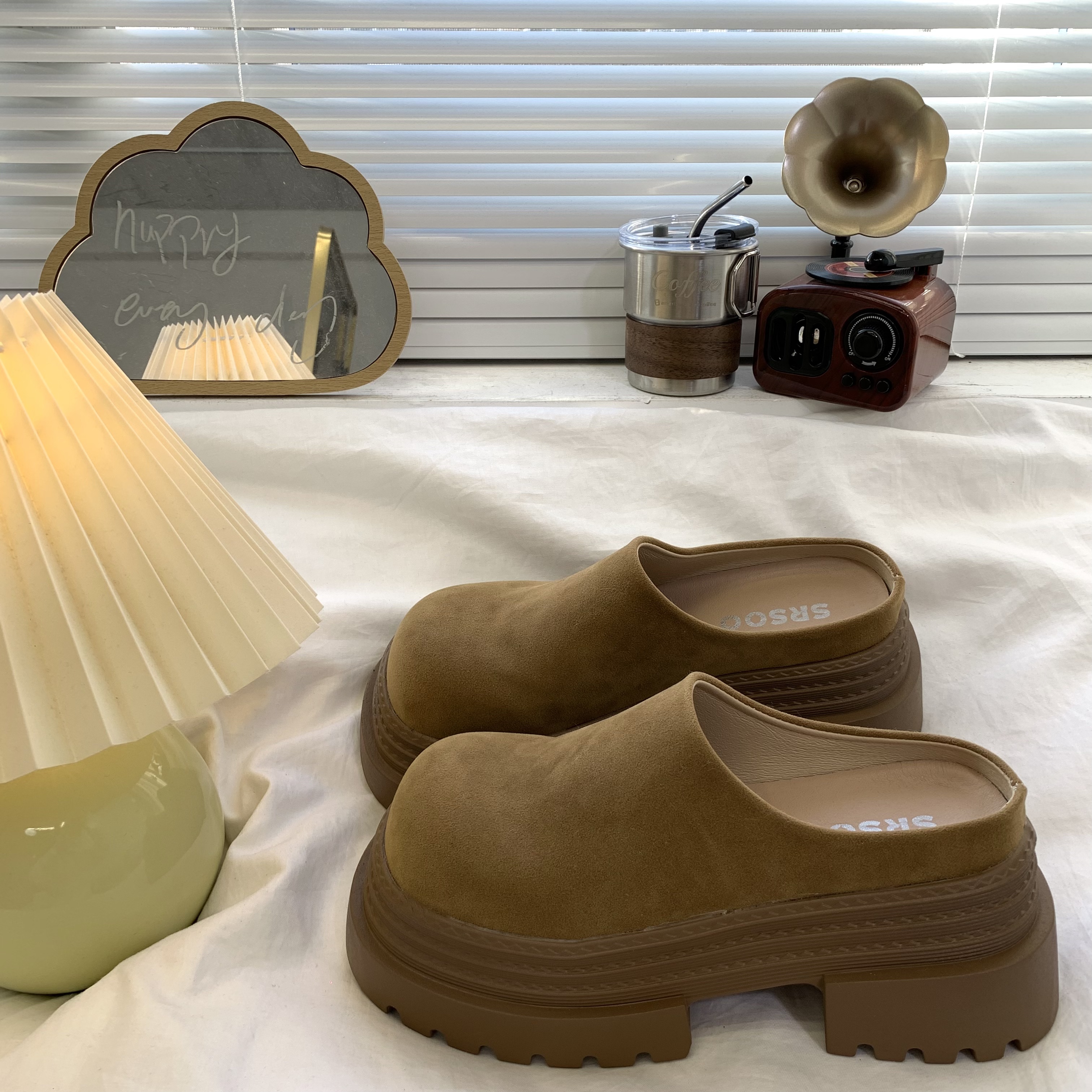 百搭增高松糕厚底包头拖鞋