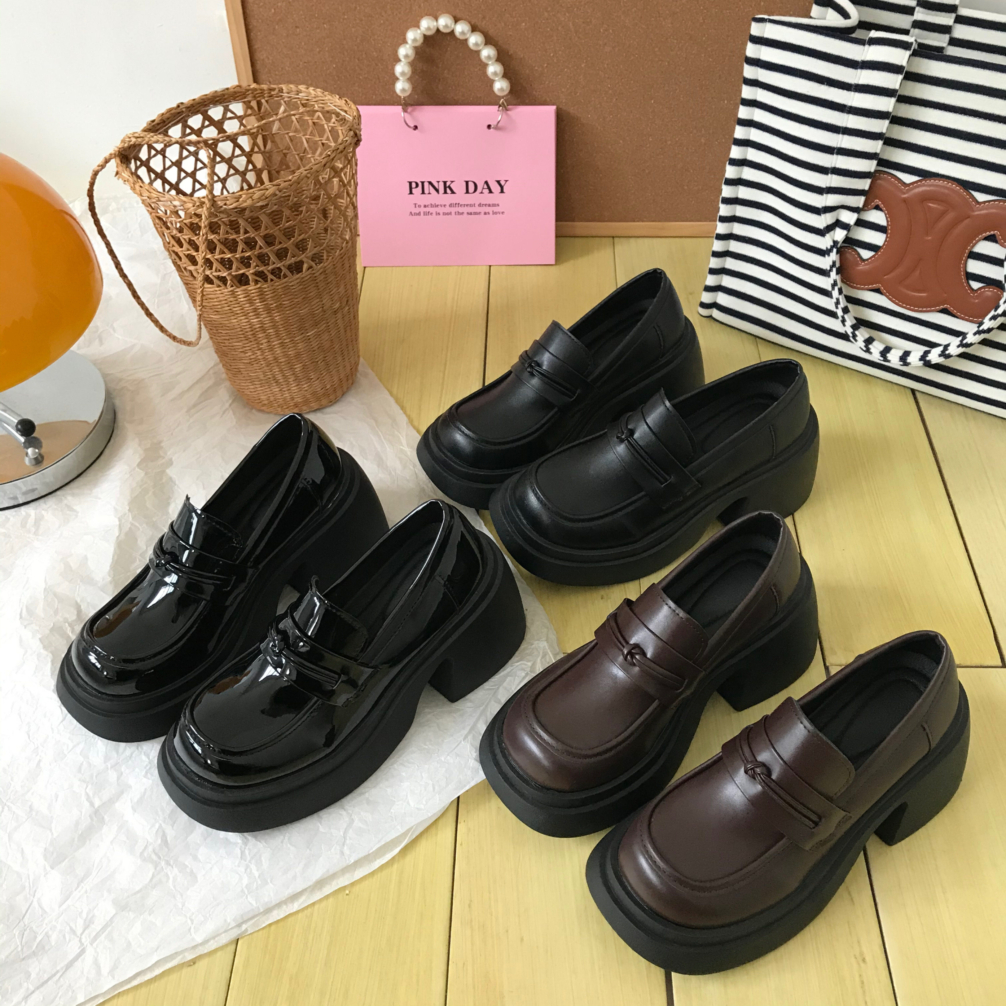 黑色乐福鞋复古jk制服单鞋子图片