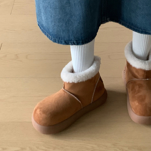 厚底加绒保暖丑萌大头雪地棉鞋 新款 2025冬季 小sun家毛毛短靴女款