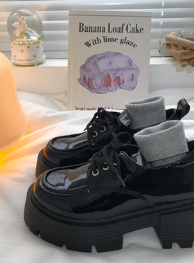 小sun家 黑色厚底百搭小皮鞋女2025秋季chic复古英伦日系jk单鞋子