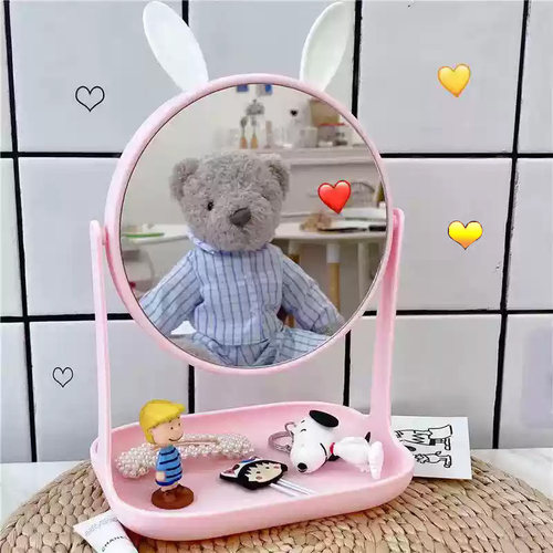 高清大号化妆镜台式ins少女心桌面学生宿舍公主镜梳妆镜子带收纳