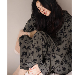 家居服时尚 莫代尔棉长袖 女士睡衣春秋季 宽松大码 套装 开衫 贝妍新款