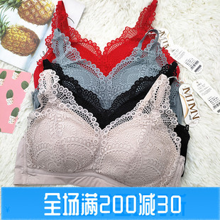 美佳美侬美背文胸M82915无钢圈蕾丝四角杯透气内衣女小胸聚拢薄款