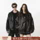 FORNINES复古翻领皮衣外套男款 情侣秋冬PU夹克女痞帅高级感机车服
