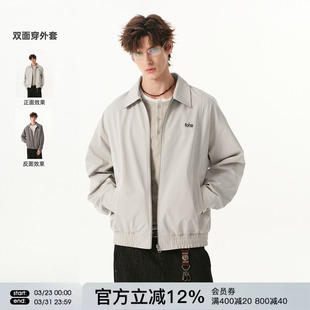 潮牌翻领通勤外套女 新款 FORNINES双面穿格子拼接夹克男款 2026春季