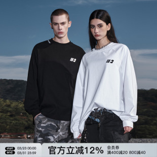 FORNINES刺绣logo重磅纯棉长袖 T恤男潮牌上衣春秋内搭卫衣打底衫