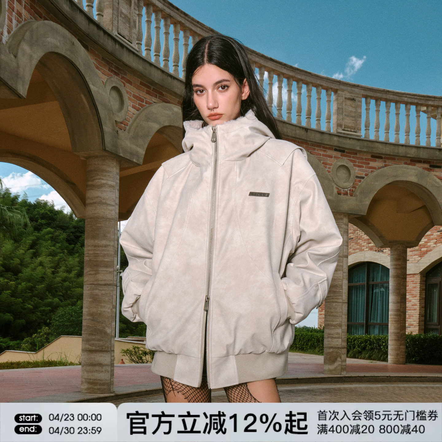 FORNINES加厚皮面棉衣男女潮牌冬季仿獭兔毛美式复古加绒夹克外套