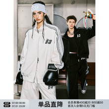FORNINES拼接刺绣麂皮绒立领夹克男女情侣装衣服潮牌春秋美式外套