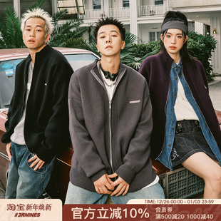 潮牌情侣毛线衣秋冬外套 毛衣男女针织衫 FORNINES加厚美式 立领开衫