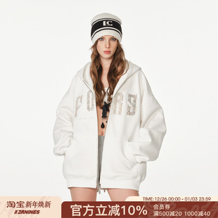 潮牌秋冬美式 重磅连帽衫 外套 卫衣男女情侣装 FORNINES刺绣FOR9开衫