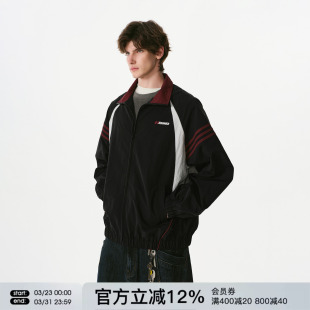 FORNINES撞色拼接立领运动夹克男女2026春季 情侣衣服潮牌外套 新款